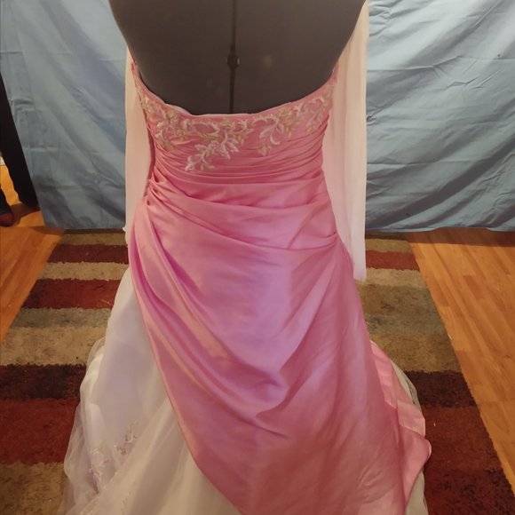 Pink and White Flower Prom Dress - Picture 5 of 6